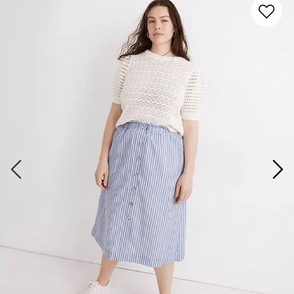 New: Madewell Paperbag Button Front Midi Skirt with Pockets - Picture 2 of 14